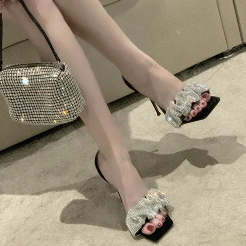 2022 Star Style Luxury strass sandali da donna eleganti tacchi alti a spillo Slingback sandali Gladiator Summer Party Prom Shoes