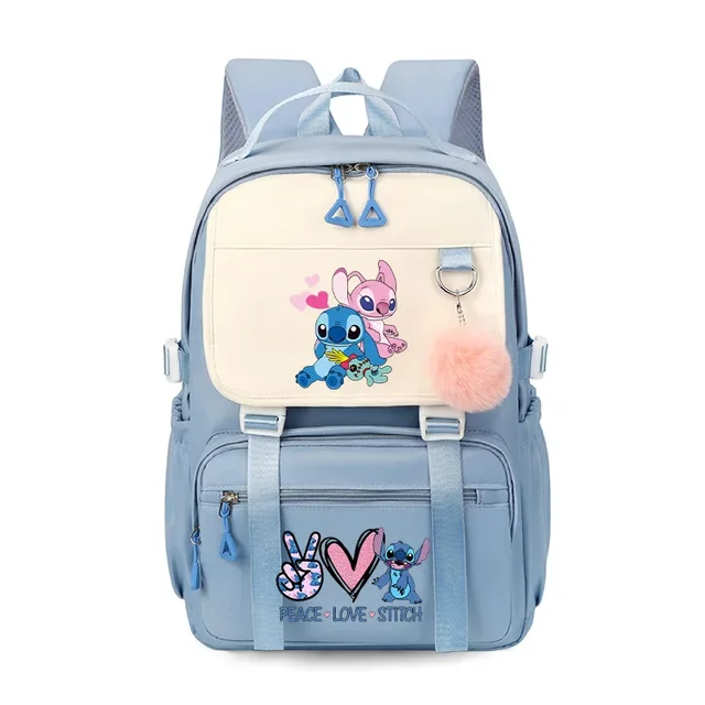 Lilo & Stitch Bolsas escolares para estudante do ensino médio, mochila feminina, capacidade de bolso múltiplo, laptop de escola secundária