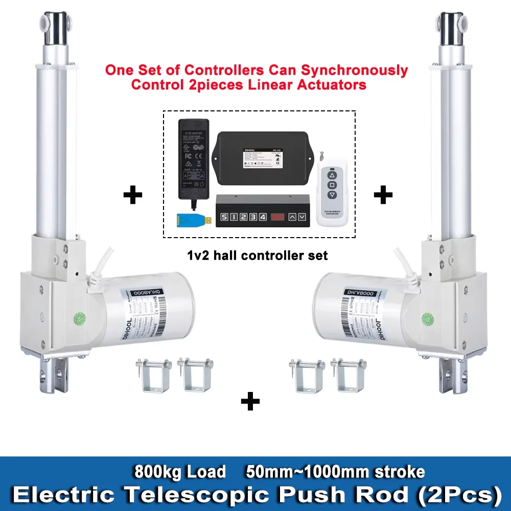 

8000N 2Pcs Synchronous Lifting Linear Actuators with Smart Hall Controller(1V2 Synchronous Control) 50MM~1000MM Stroke DC24V
