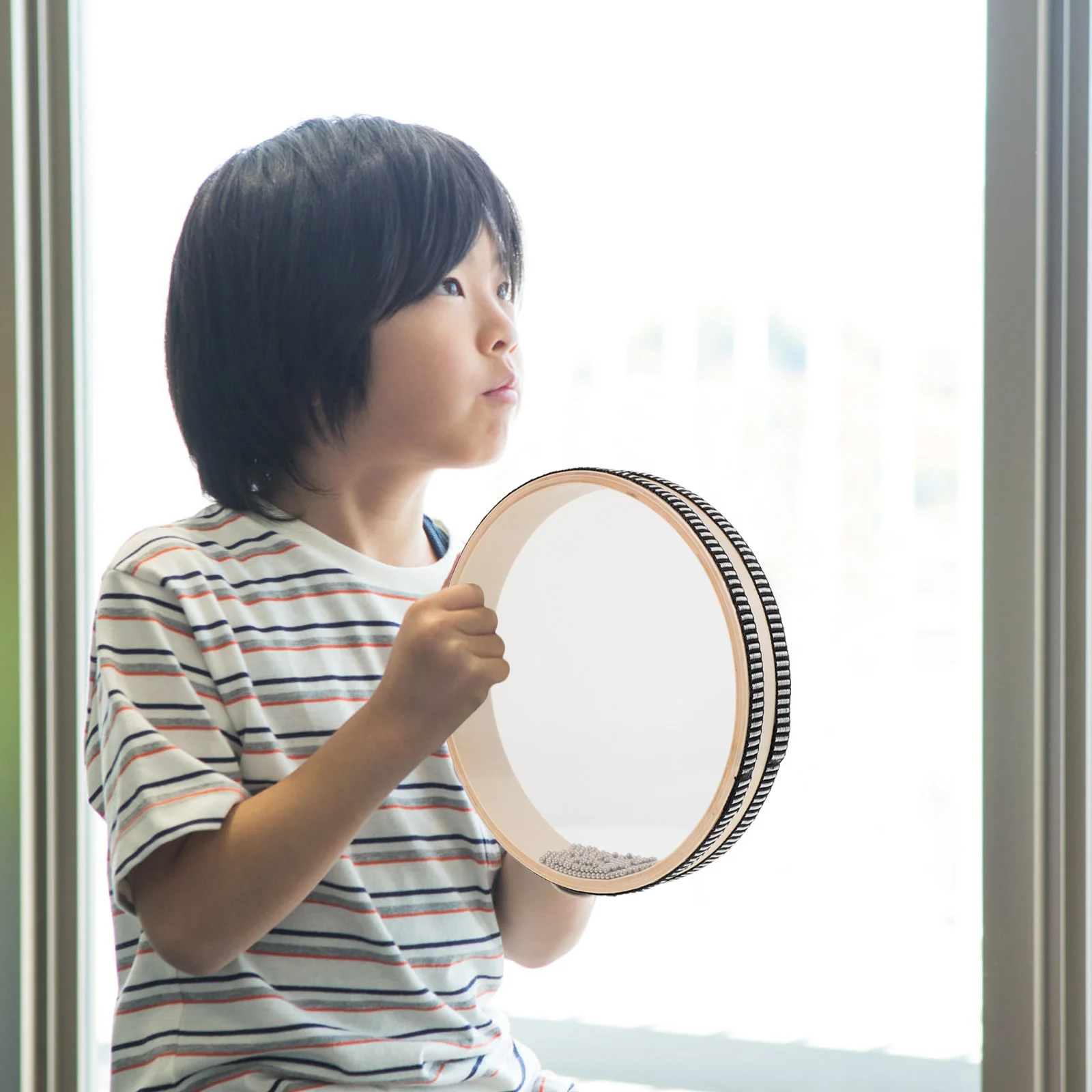 Instrumento de percusión para niños, tambor de cuentas de ondas, juguete Natural del océano de mano, juguetes musicales, tambores de madera educativos