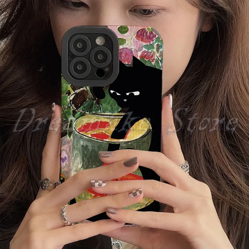 Goldfish and A Cat Phone Case for Iphone 11 Pro Max Iphone 16 Pro Max Iphone 13 Pro Max Iphone 14 Pro Max Iphone 15 Pro Max Case