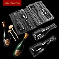4part/set 3D Wine Bottle Design Plastic Chocolate Mould DIY Champagne Bottle Smash Candy Mold Cake Decorating Tools Bakeware
