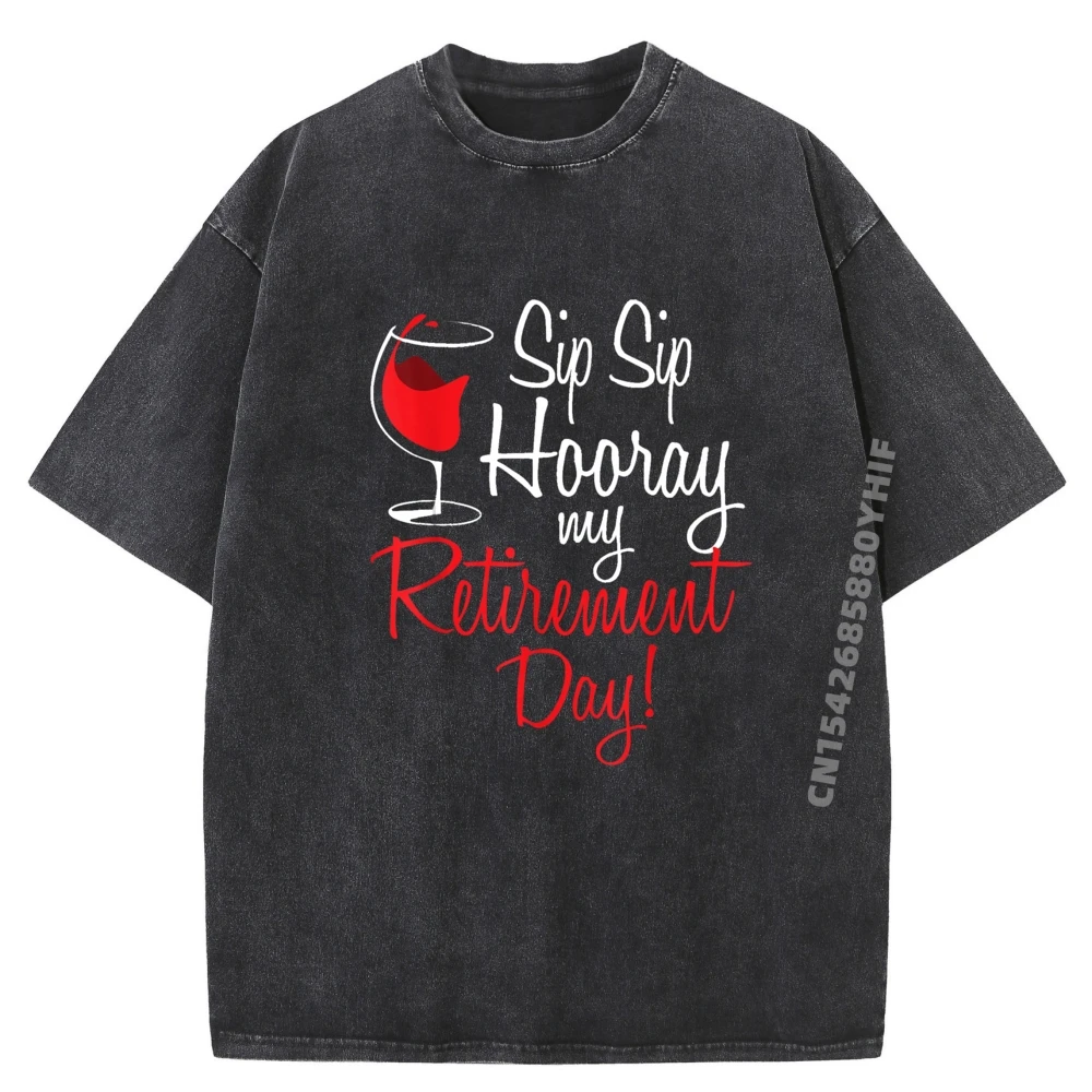 

Свободные женские футболки Sip Sip Hooray My Retirement Футболки с рисунком для отдыха Промытые рубашки Уличная одежда