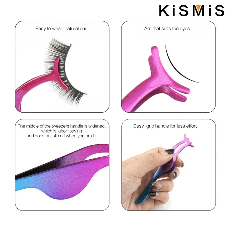 KISMIS-Pince applicateur de faux cils en acier inoxydable, outil de maquillage, 1 pièce