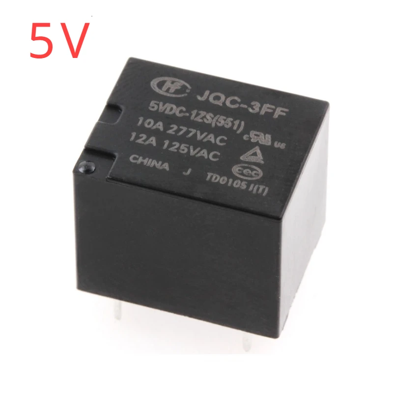 5Pcs Relay JQC HF3FF-003 005 009 012 024-1HS 1ZS 1HST 1ZSTVDC Made in China 10A 277VDC Power 12A 125VDC Relay DIY KIT