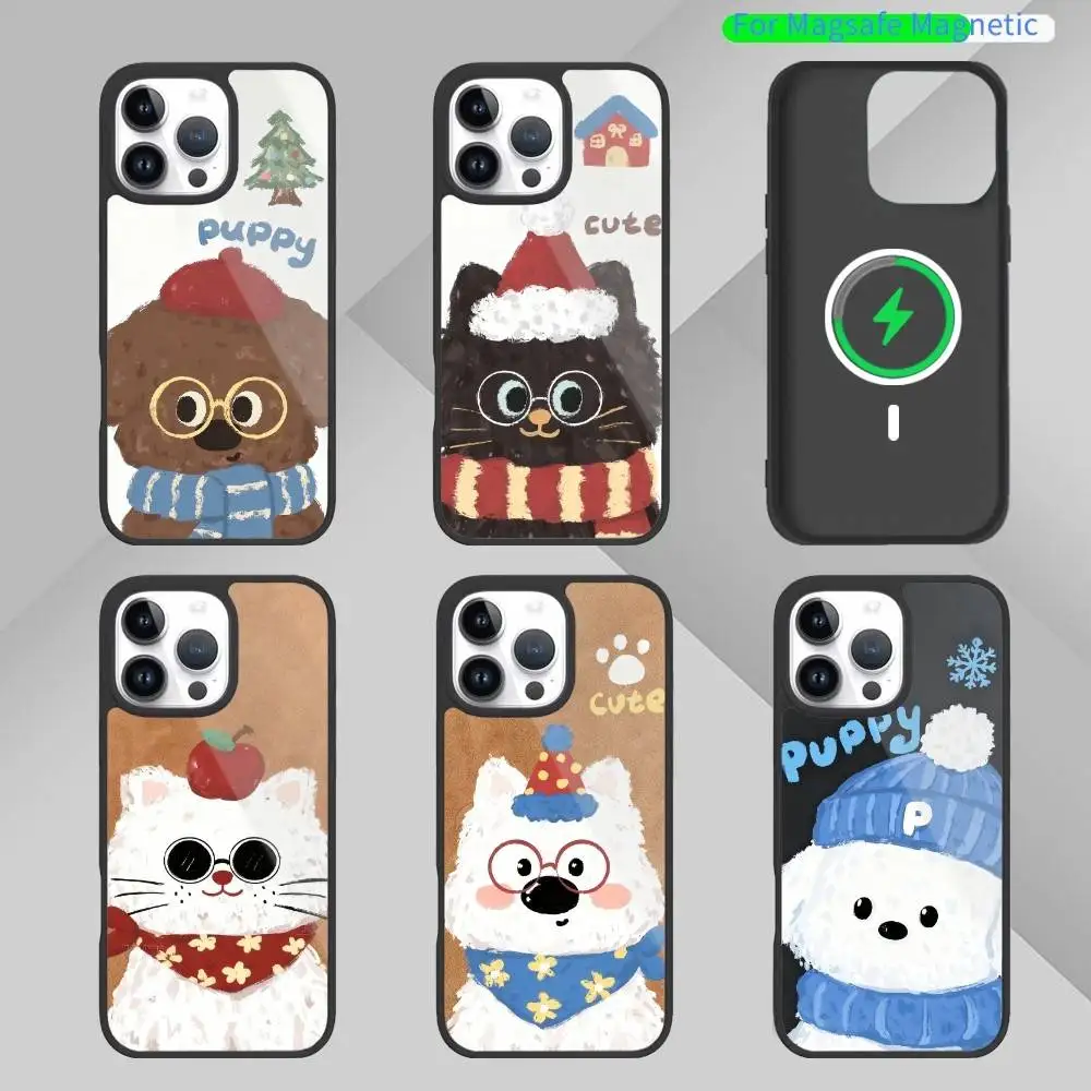 

Hand-drawn cute animal illustrations Phone Case For iPhone17,16,15,14,13 Plus,Pro Max Magnetic For Magsafe Wireless Charging