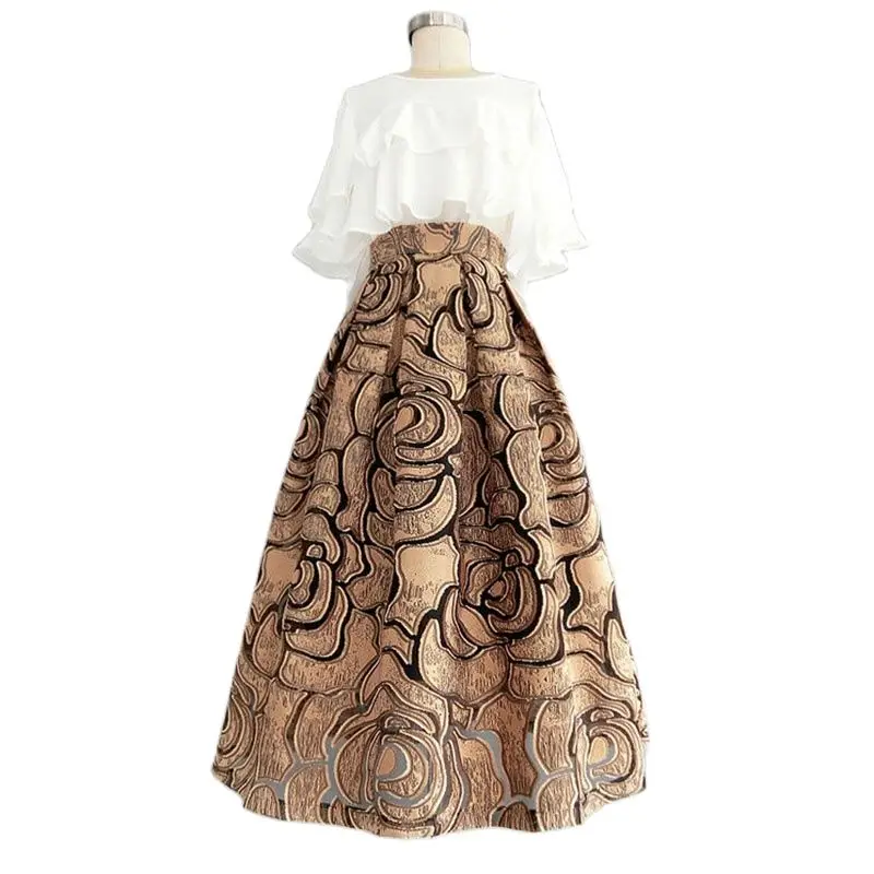 

Korean Jacquard Skirts For Womens 2022 Summer Blusas De Mujer High Waist Slim Fit Vintage A-line Jupe Fashion Temperament Skirt