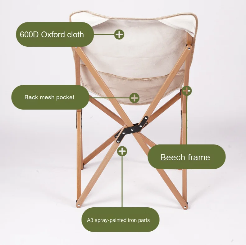 

Portable Solid Wood Kermit Aluminum Alloy Chair Detachable Foldable Table Modern for Outdoor Camping Garden Gym Featuring Oxford