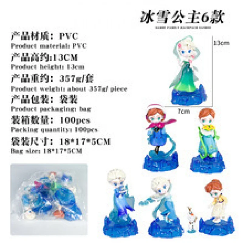 Frozen Anime artesanía Oficina señora Elsa Anna caja ciega muñeca periférica decoración de pastel de escritorio juguete para niña