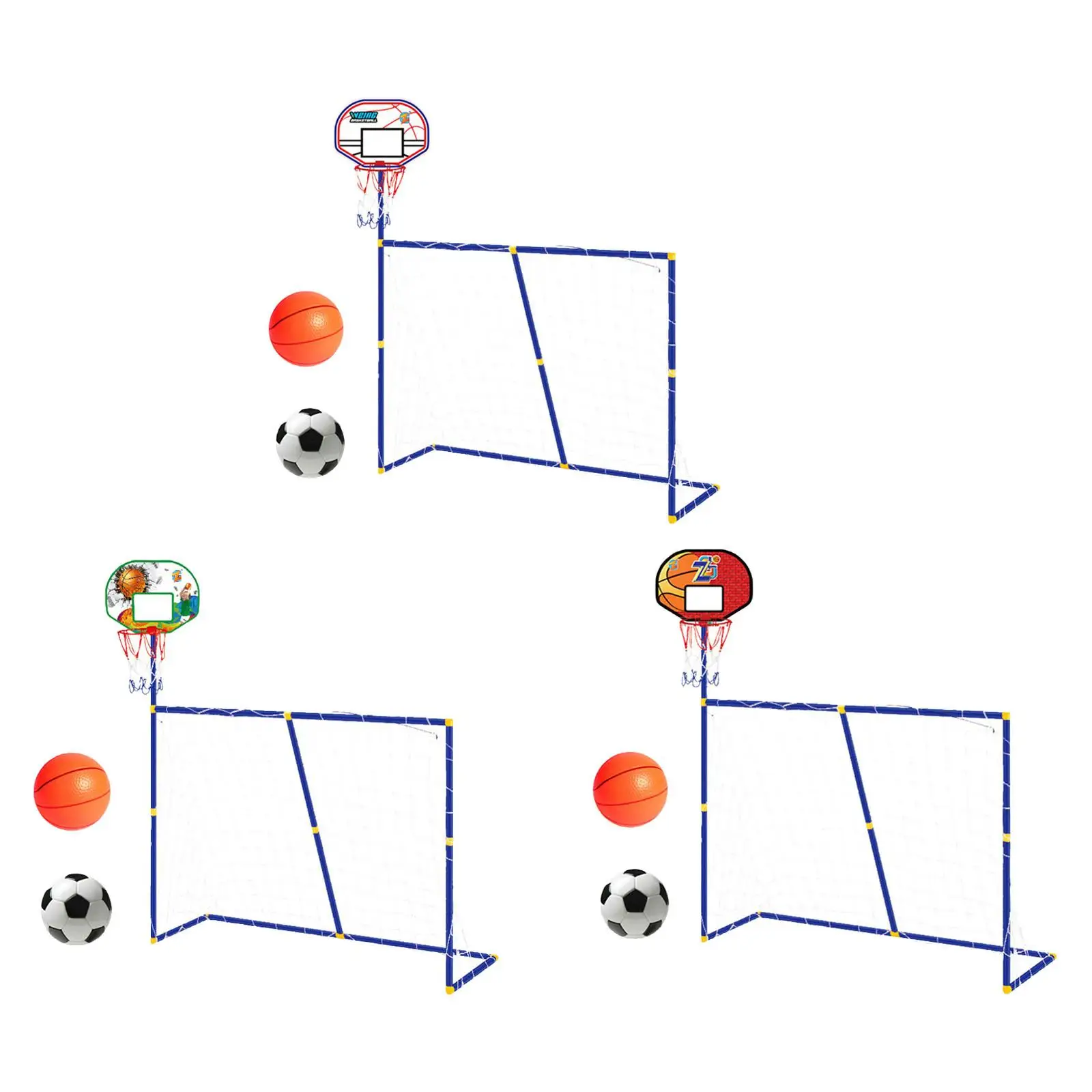 

Basketball Hoop with Soccer Goal Net Compact Easy Assembly Football Goal Basketball Board Set for Games Indoor Training Gym Kids