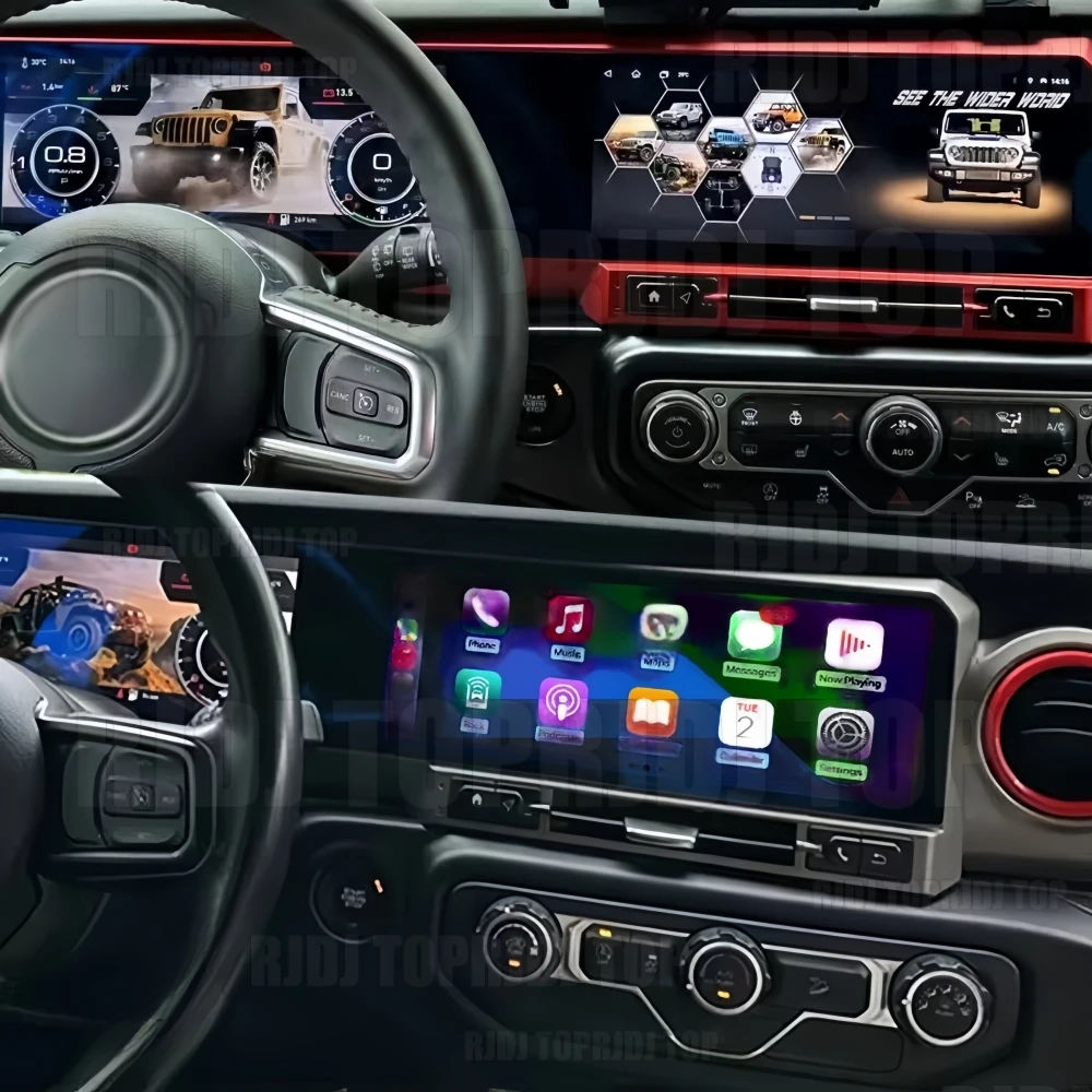 12.3inch+12.3inch Android Dual Screen For Jeep Wrangler 2018-2023 Stereo GPS Carplay LCD Instrument Panel Car Radio Multimedia