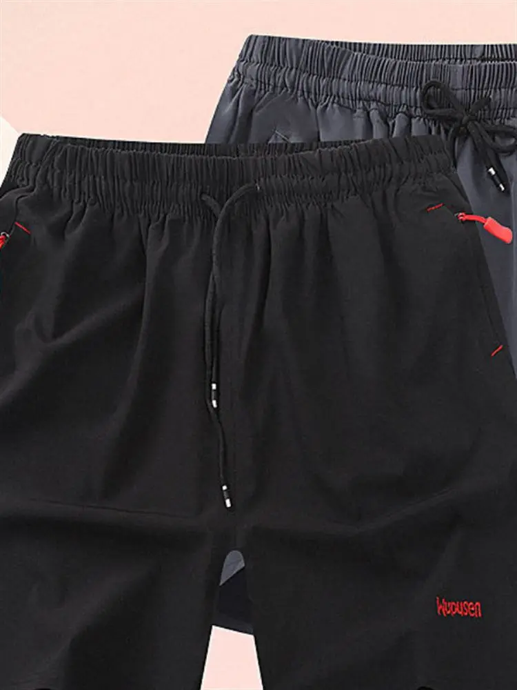 

Летние дышащие свободные мужские брюки из ледяного шелка Qui Dry, спортивные пляжные брюки для бега Five-Quarter, удобные повседневные брюки...