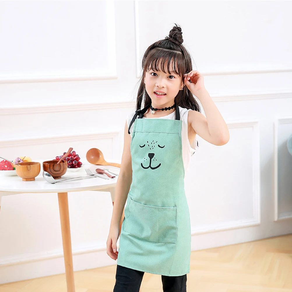 

Premium Kids Apron Baking Cooking Grilling Cartoon Waterproof Practical Long Strap Easy Wear Outdoor BBQ Painting