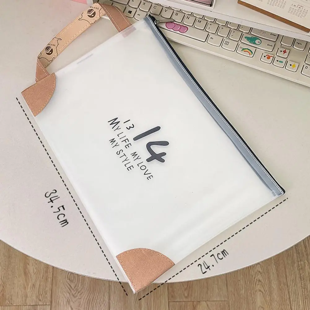 Cartelle di File di carta A4 custodia per File chiusura con cerniera numeri di cartoni animati stampa forniture di cancelleria tascabili per File di studenti trasparenti