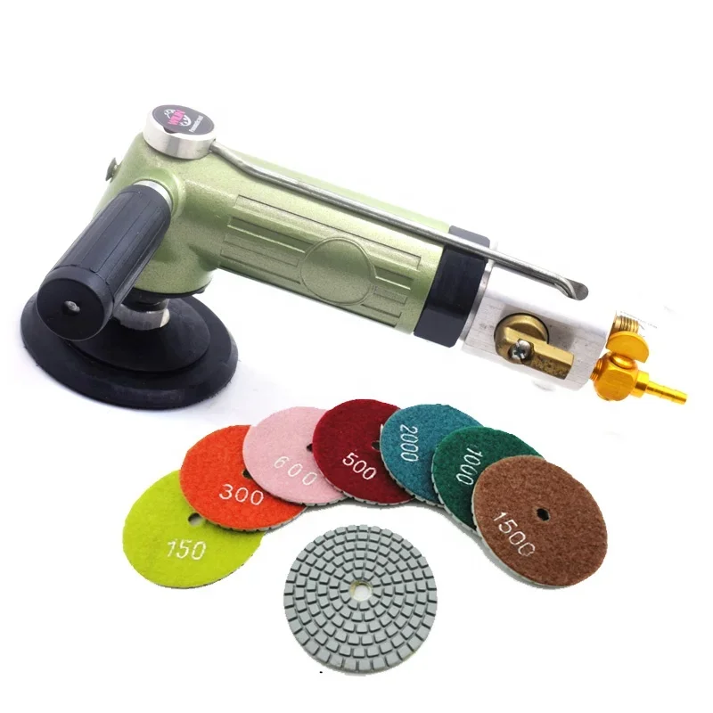 

Wilin 4" Inch Pneumatic Wet Concrete Polisher Air Marble Granite Stone Wet Grinder Variable Speed with Diamond Polishing Pads