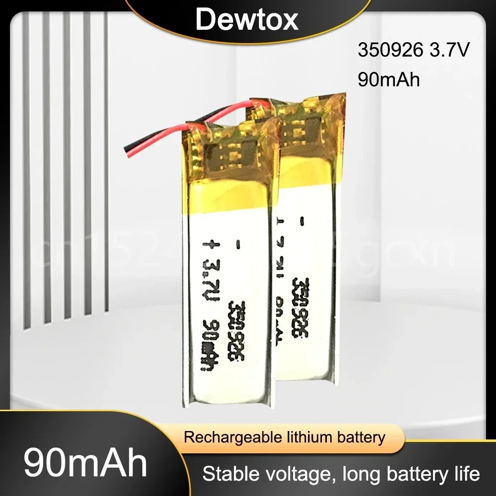 3.7V Lipo cells 350926 90mah Lithium Polymer Rechargeable Battery For MP3 GPS bluetooth headset LED Lamp Smart bracelet