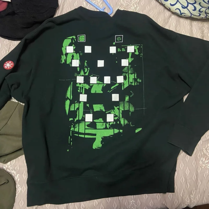 

Real Photo CAVEMPT Sweatshirts Unisex Fashion Streetwear Cotton Grid Abstract Print Round Neck Pullover Oversized Men Women Tops