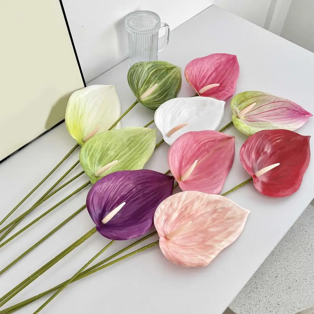 Durable Artificial Blooms Artificial Anthurium Flowers with Flexible Stems Realistic 3d Printed Petals Long-lasting Wedding