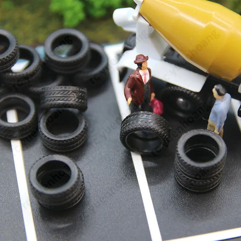 1/64 Schaal 12mm Buitendiameter Gesimuleerde Band Rubber Model Vrachtwagen Band Zand Tafel Scène Garage Ornament DIY Onderdelen voor RC Auto