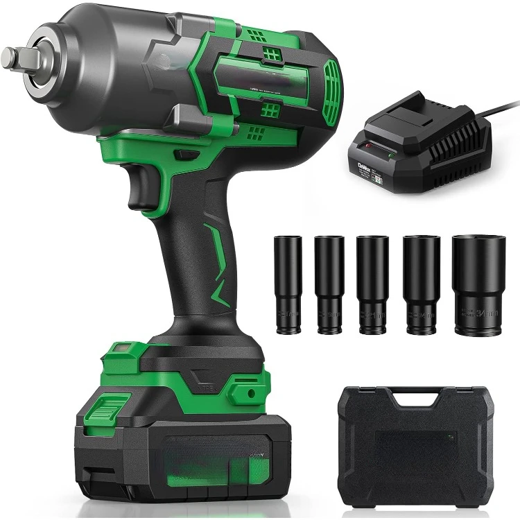 

Cordless Impact Wrench 1/2 Inch, High Torque 1200 Ft-lbs Brushless Impact Gun, 20V Power 4.0 Ah Battery, Fast Charger