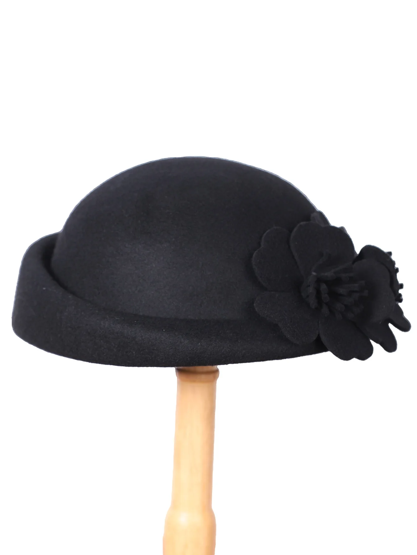 FS Blau Lila Wolle Französisch Baskenmütze Breite Krempe Fedora Hüte Für Frauen Elegante Kirche Hüte Große Blume Damen Hochzeit Tee Party Hut Ken – Detail 5