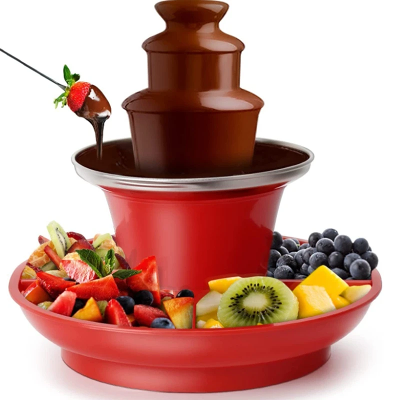 Mesin Air Mancur Coklat Mini Fondue Coklat Meleleh Nostalgia Mini Dapat Dilepas untuk Natal Halloween Malam Steker AS