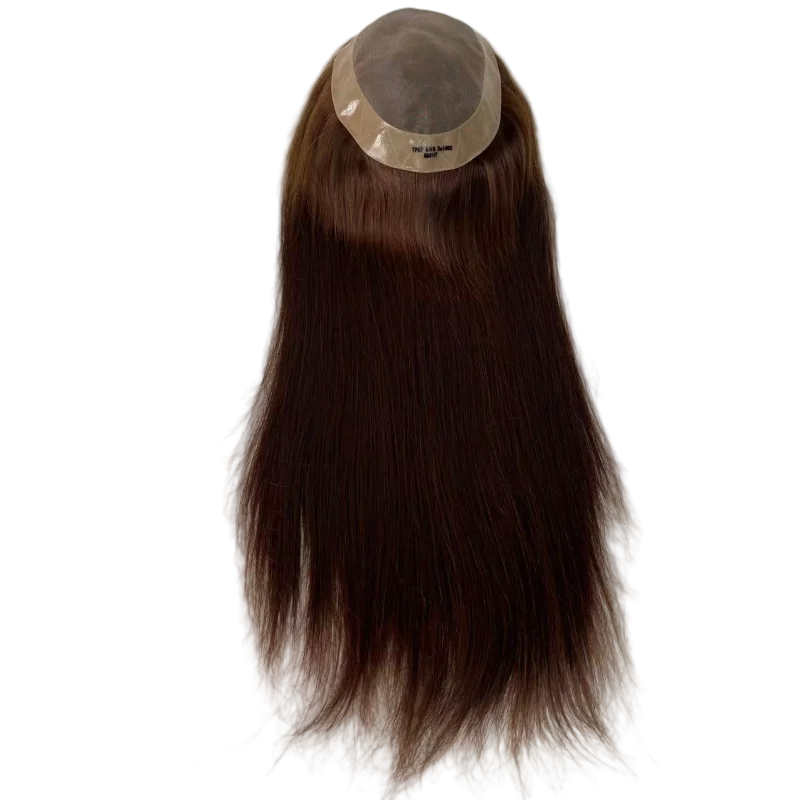 Индийские девственные человеческие волосы, замена 16 дюймов, шелковистый прямой натуральный черный цвет, 6x8, моно-топпер для женщин