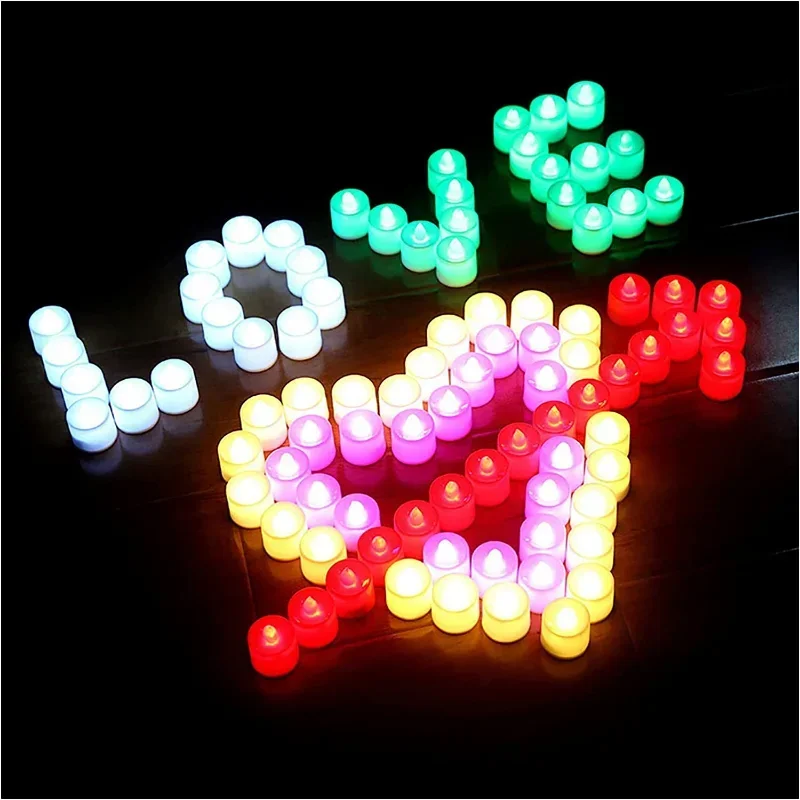 12-1Pcs Colorful LED Candles Battery Operated Flameless Tealight Fake Candles Lamp Wedding Birthday Party Home Decoration Lights