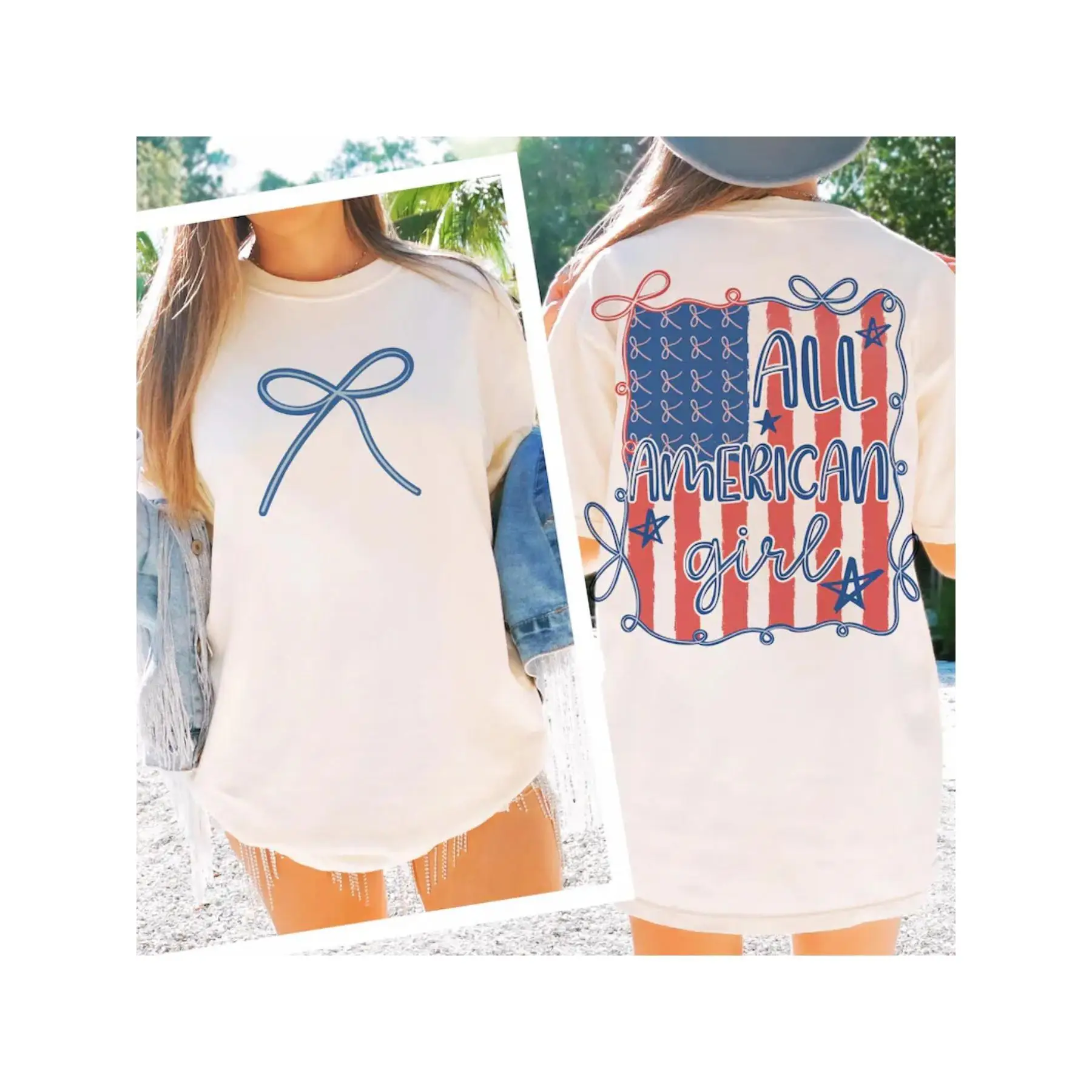 

Urban - style Patriotic Tee: Stand Out with a Cool and Feminine American - themed Design