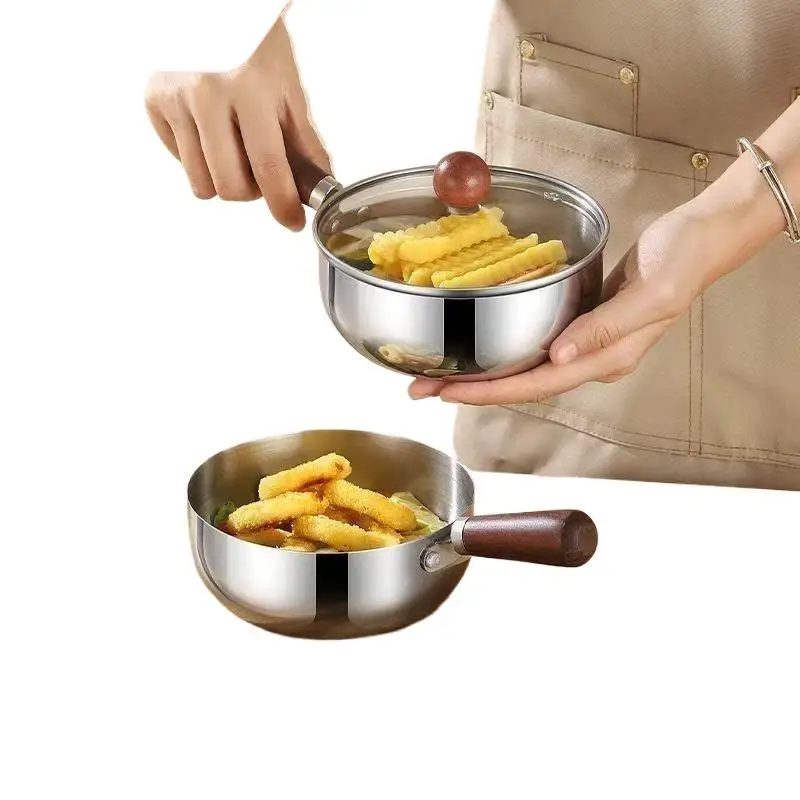 NEW! Stainless Steel Instant Noodle Bowl Wooden Handle Anti-Scald Anti-Drop Heat-Resistant Household Bowl