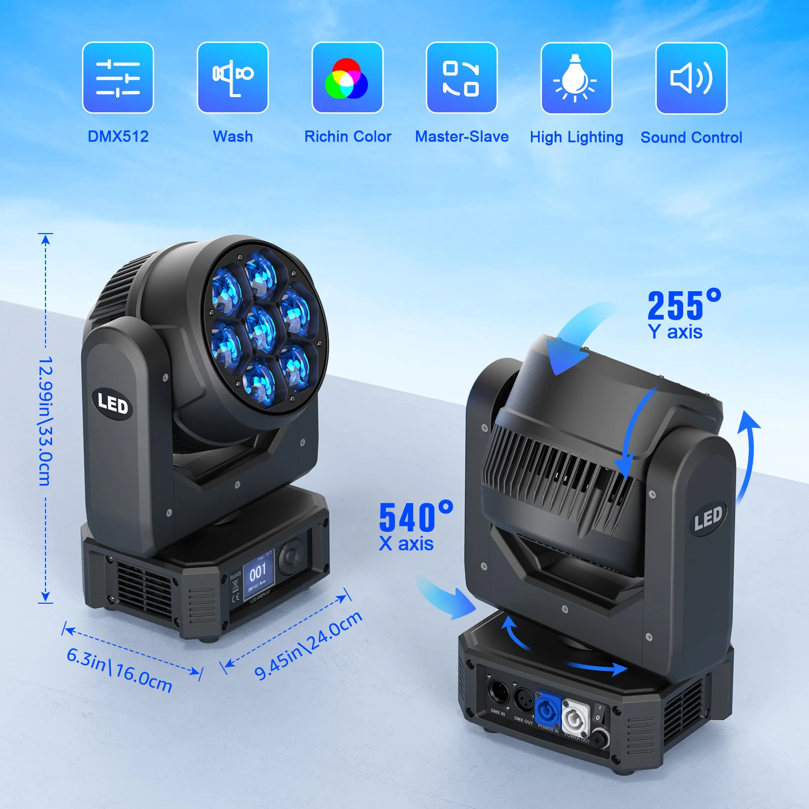 7 x50w MINI BEE-EYE WASH BEAM MOVING HEAD DJ Light Stage proiettore effetto luce per discoteca KTV Party Wedding Holiday Bar Club