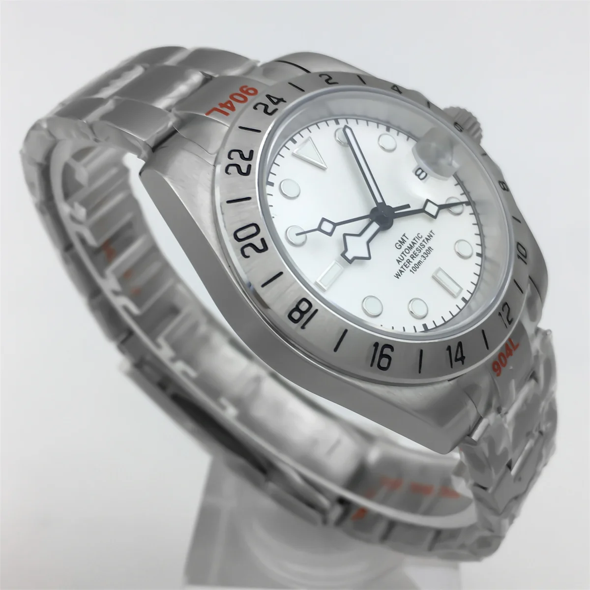 40mm メンズ GMT ダイブウォッチ NH34 ムーブメント 24 時間固定ベゼル サファイアガラス ステンレススチールストラップ 100m 防水