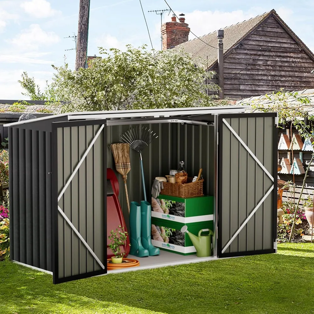 5.8 x 3.3 FT Storage Shed Outdoor Metal Trash Can Shed with Hydraulic Gas Rod Lockable Garden Tool Shed for Backyard,Lawn