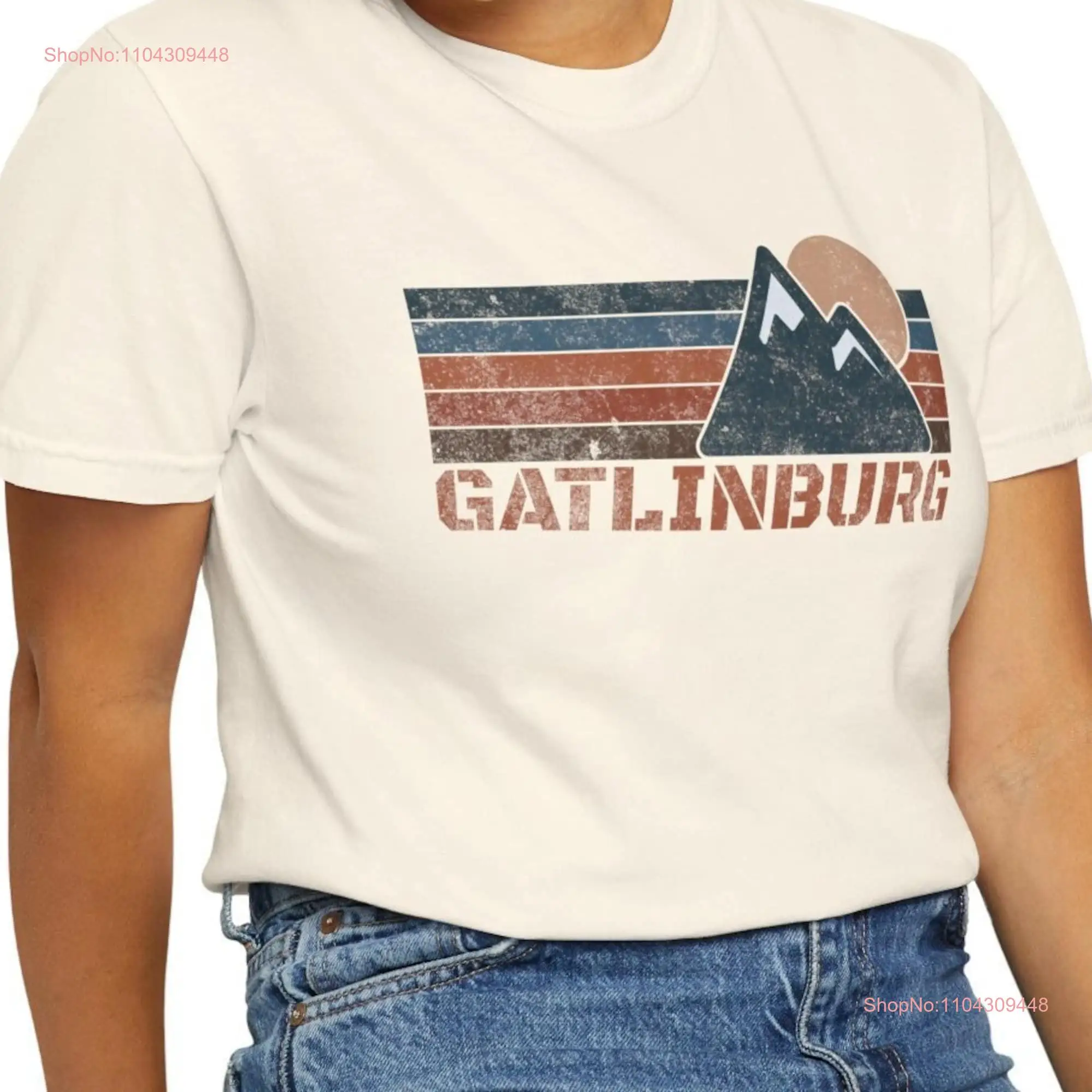 Gatlinburg Retro Sunset Comfort Colors Hiking T Shirt Outdoor Mountain Camping Great Smoky long or short sleeves