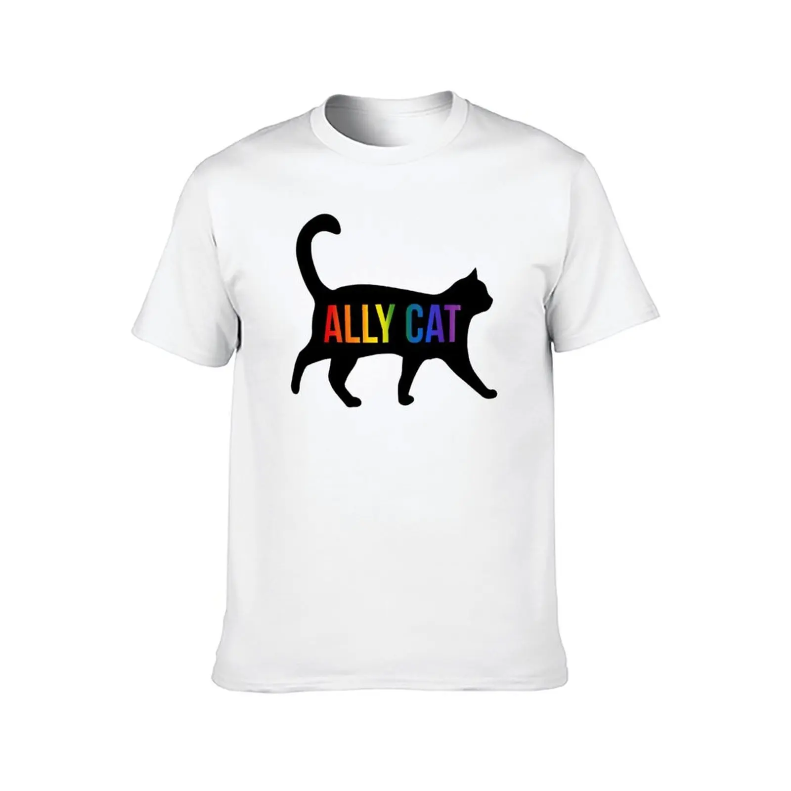تي شيرت Ally Cat تي شيرت قطني أسود عادي للرجال حزمة قمصان أنيمي تي شيرت كبير الحجم