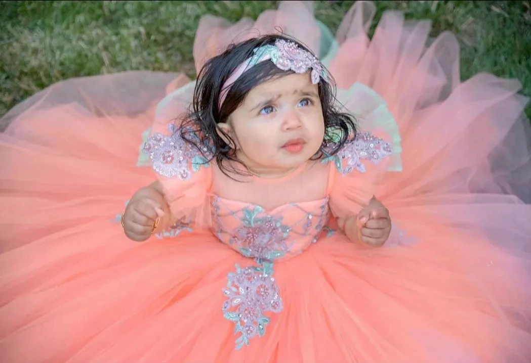 Vestidos rosas de flores africanas para niña, vestido de baile de encaje transparente con cuentas para niña pequeña, vestidos para niñas negras