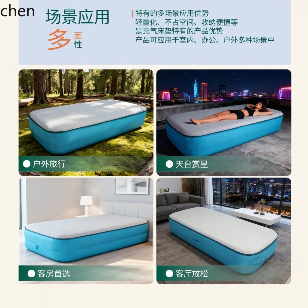Hxl inflatable air mattress with removable pad - one-touch automatic inflation for camping
