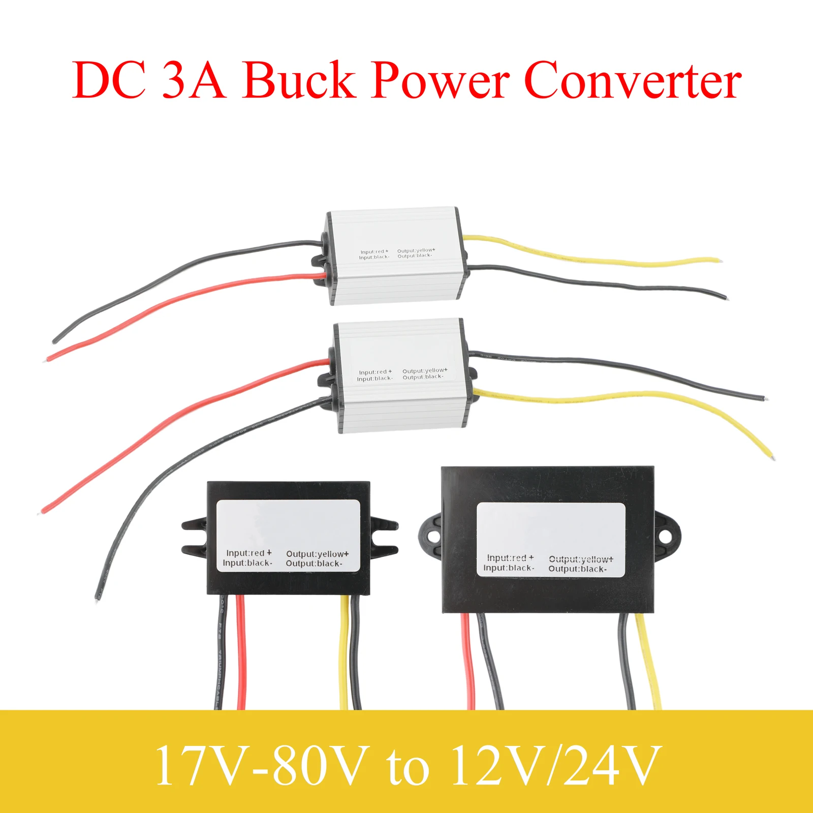 17V-80V to 12V/24V DC Power Converter 3A Buck Regulator Step-Down Voltage Automotive Power Supply Moudle For Car