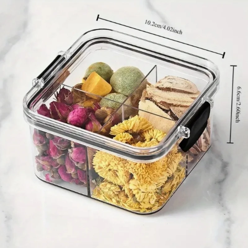 1PCS Kitchen Grocery Storage Jar Nuts Candy Dry Goods Storage Jar Square Transparent Dry Storage Box With Buckle Cocina