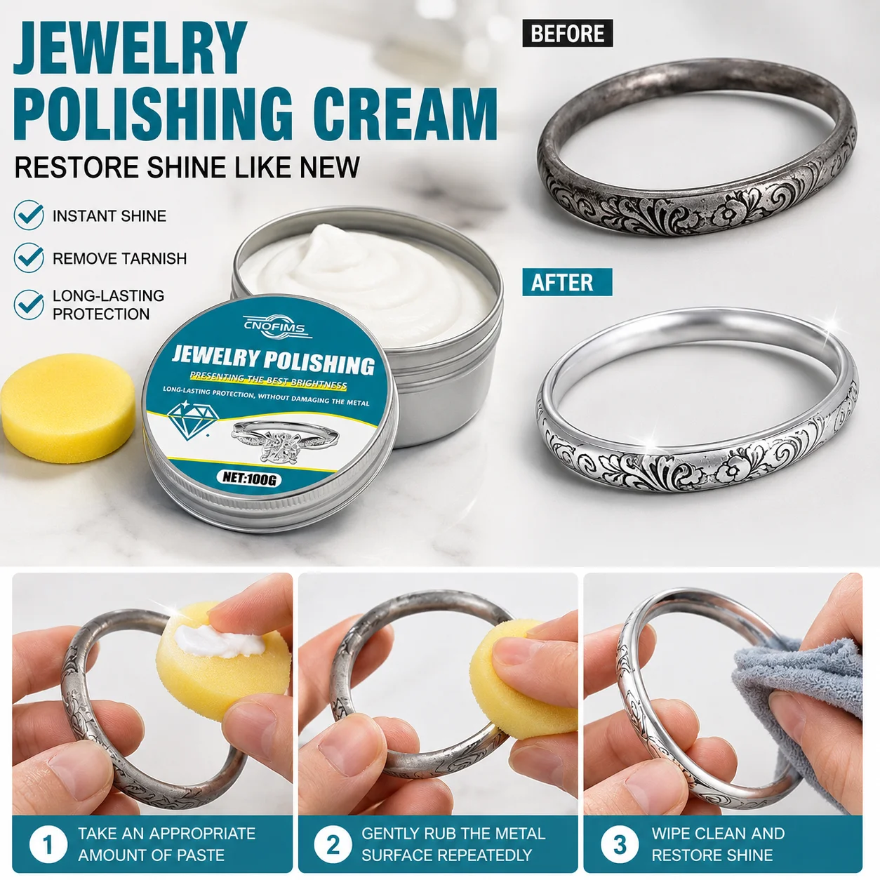 

Jewelry Polishing Paste Jewelry Restoration Kit for Gold Silver Jewelry Oxidation Removal and Shine Care