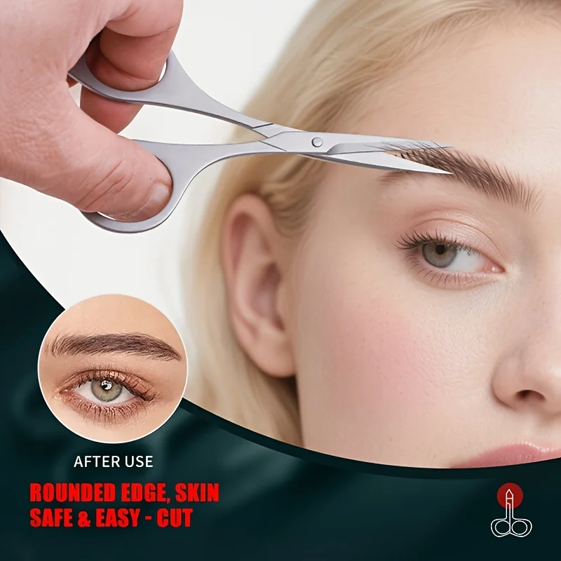 Professional Stainless Steel Scissors, Ergonomic Design, High Precision Blade, Sharp and Durable, Suitable for Eyebrow Trimming