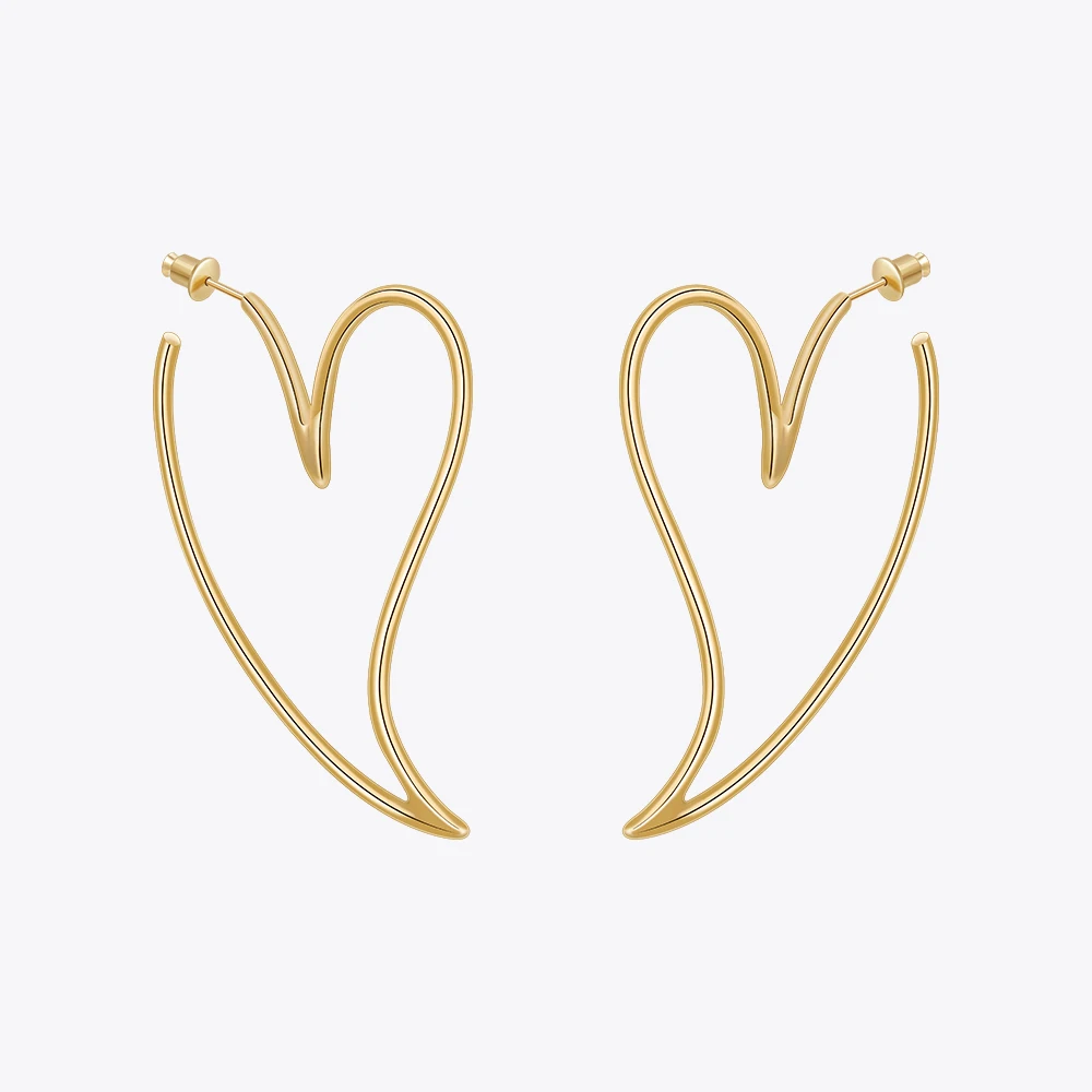 ENFASHION Aretes De Mujer Cutout Heart Stud Earrings For Women 18K Plated Gold Fashion Jewelry Daily OfficeTravel Gift E231462