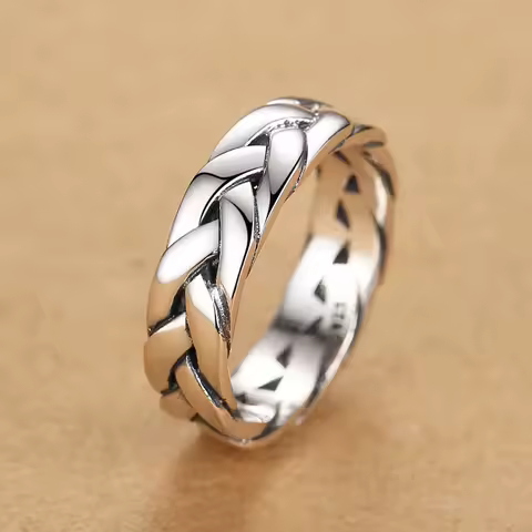 925 Sterling Silver Rings for Women Men Couple Minimalist Handmade Simple Twist Ring Party Jewelry Gift Prevent Allergy