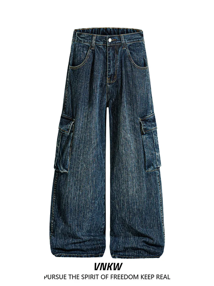 

Мужские джинсы Cleanfit Blue Straight Leg в американском повседневном стиле, модный бренд, рабочая одежда, свободный крой, весенний сезон, смесовый хлопок