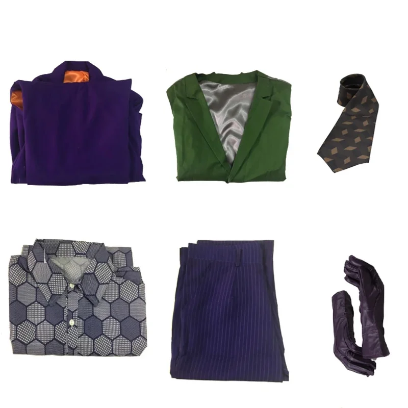 Film Cosplay Dark Knight-kostuum Joker Rollenspelkleding Volledig pak met stropdas voor Fancy Halloween