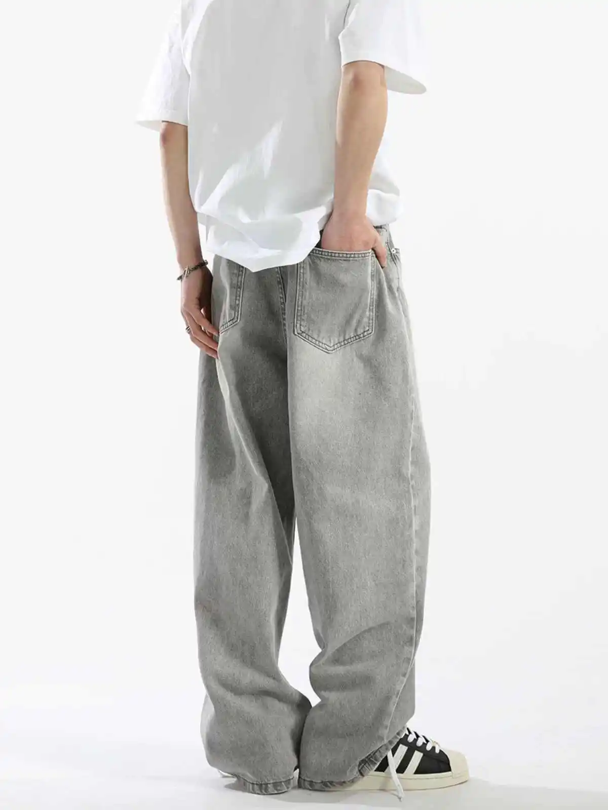 المرأة رمادي Y2k فضفاض الجينز خمر Harajuku الشارع الشهير صديقها جان السراويل اليابانية 2000s نمط الجرونج كبيرة الحجم سراويل جينز
