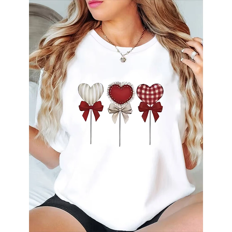 

Женская футболка с круглым вырезом в форме леденцов в форме сердца, повседневная футболка с рисунком, футболки Y2k 90-х годов, топы, одежда на день матери