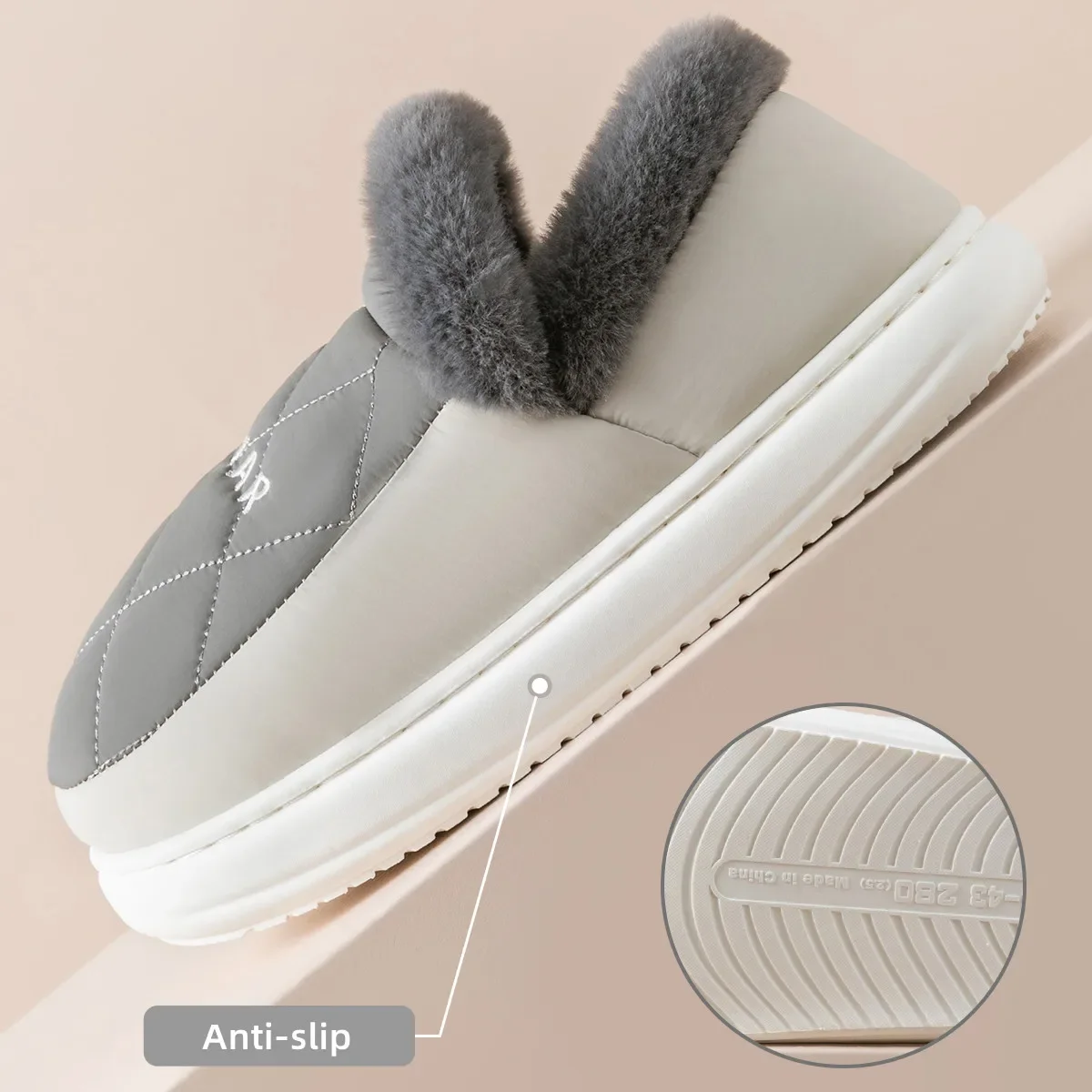 Winter Women Slippers Warm Home Furry Shoes Platform Plush Slides Indoor Outdoor Soft Anti-Slip Men Thick Sole Floor Flats