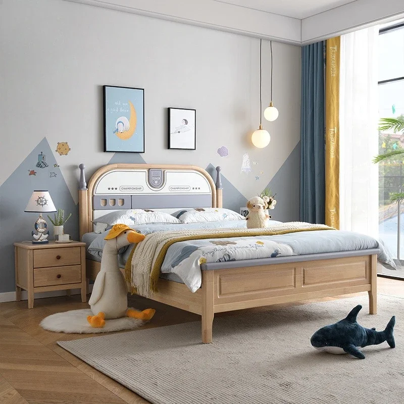 سرير أطفال من الخشب الصلب للشباب من خشب الجوز الاسكندنافي بطول 1.2 متر سرير مفرد بطول 1.5 متر للأولاد والبنات سرير من الخشب الصلب للتخزين #2