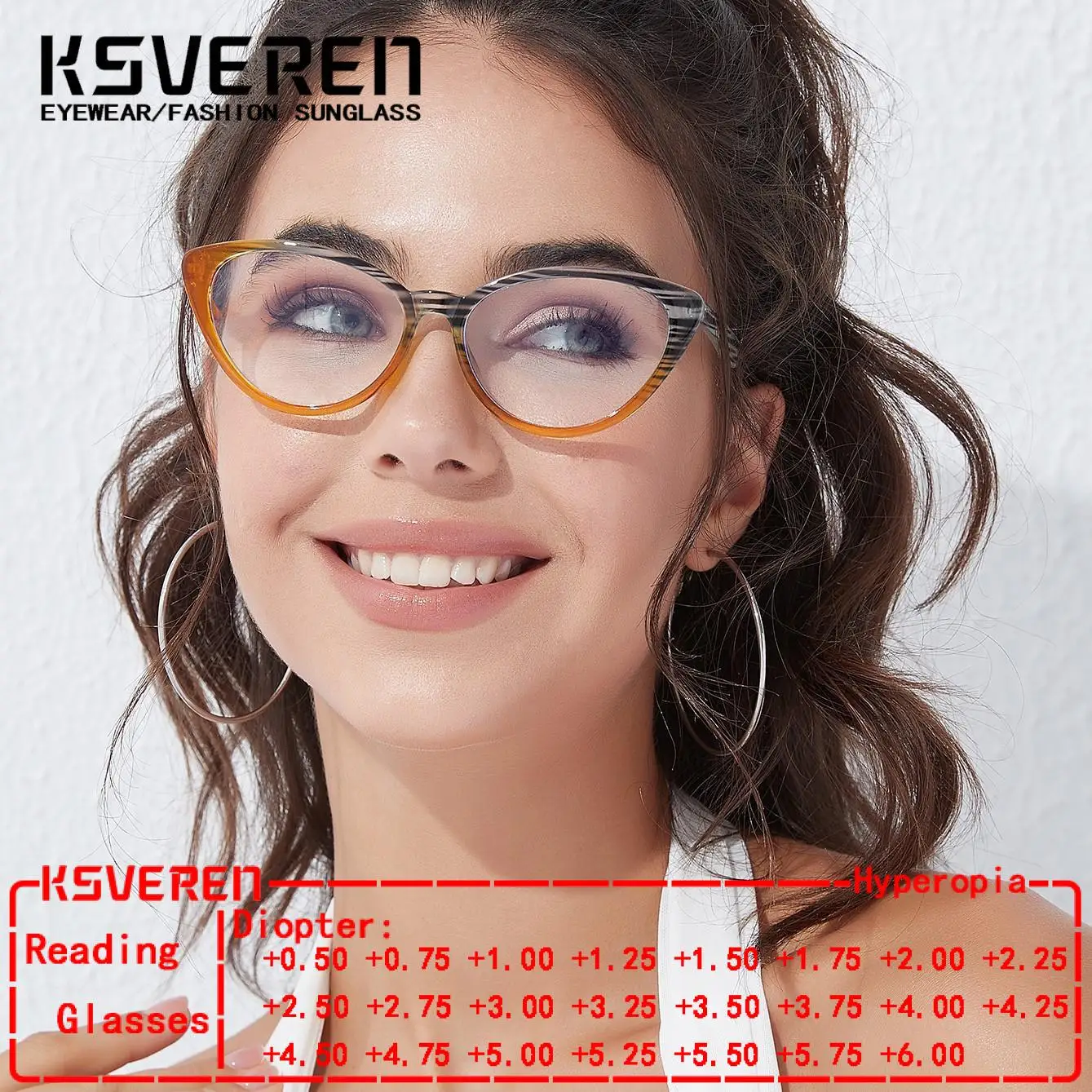 

KSVEREN Women Blue Light Blocking Reading Glasses Prescription Presbyopic Eyewear Fashion Cat Eye Glasses Frame Optical Glasses